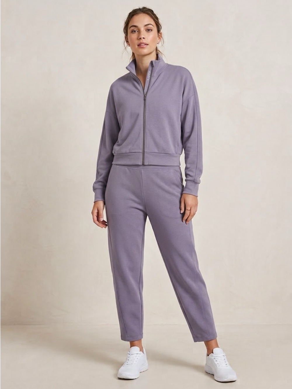 Spanx AirEssentials Full Zip Jacket Barrel Pants 2-Piece Set in Lavender - S/M